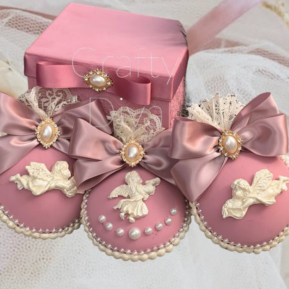 Shabby Chic Christmas Tree Ornament Set 3, X-Mas Tree decorations, Victorian - Picture 1 of 16